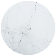Dessus de table Blanc Ø50x0,8cm Verre trempé avec design marbre