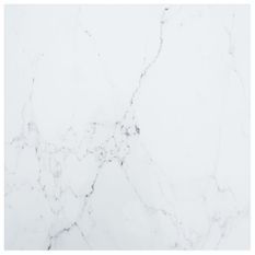 Dessus de table Blanc 50x50cm 6mm Verre trempé et design marbre