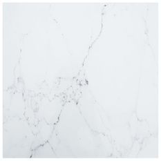 Dessus de table Blanc 60x60cm 6mm Verre trempé et design marbre