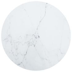 Dessus de table Blanc Ø70x0,8cm Verre trempé avec design marbre