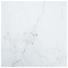 Dessus de table Blanc 80x80cm 6mm Verre trempé et design marbre