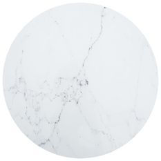Dessus de table Blanc Ø90x1 cm Verre trempé et design de marbre