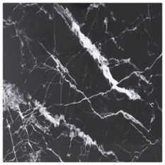 Dessus de table Noir 50x50 cm 6mm Verre trempé et design marbre