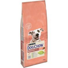 DOG CHOW Croquettes - Avec du saumon - Pour chien adulte sensible - 14 kg