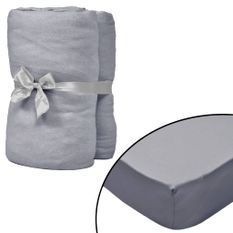 Drap-housse pour lits à eau 2 pcs 160x200 cm Coton jersey Gris
