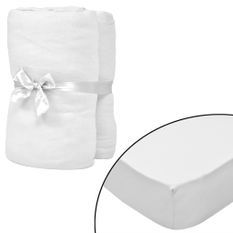 Drap-housse pour lits à eau 2 pcs 200x220 cm Coton jersey Blanc