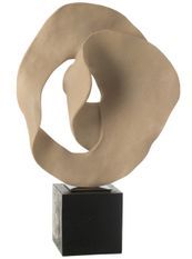 éco abstraite sur socle résine beige & noir VERCLA H 60 cm