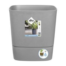 ELHO - Pot de fleurs - Greensense Aqua Care Carré 30 - Ciment Clair - Intérieur/extérieur - Ø 29.5 x H 30.2 cm