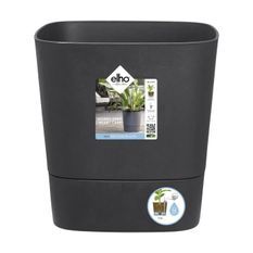 ELHO - Pot de fleurs - Greensense Aqua Care Carré 30 - Gris Charbon - Intérieur/extérieur - Ø 29.5 x H 30.2 cm