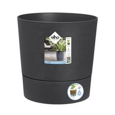 ELHO - Pot de fleurs - Greensense Aqua Care Rond 30 - Gris Charbon - Intérieur/extérieur - Ø 29.5 x H 29.1 cm