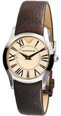 Emporio Armani Classic Lady, S/s Case, Beige Dial, Brown Leather Strap 30mm AR2039