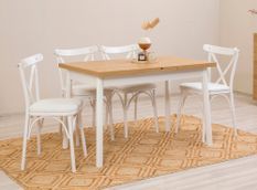 Ensemble 1 table extensible et 4 chaises bois blanc Kontante