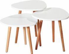 Ensemble 3 tables basses gigognes blanche et naturel Valdis