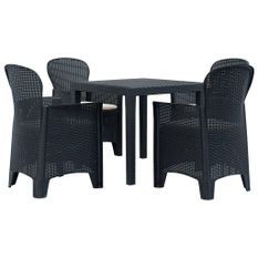 Ensemble à dîner 5 pcs Plastique Anthracite Aspect de rotin