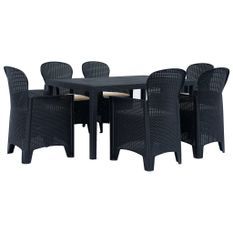 Ensemble à dîner 7 pcs Plastique Anthracite Aspect de rotin