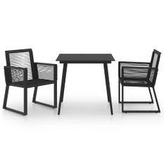 Ensemble à dîner d'extérieur 3 pcs Rotin PVC Noir 3