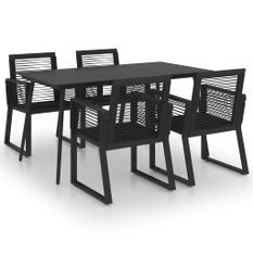 Ensemble à dîner d'extérieur 5 pcs Rotin PVC Noir 7