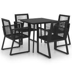 Ensemble à dîner d'extérieur 5 pcs Rotin PVC Noir 6