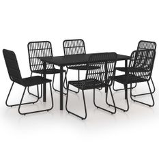 Ensemble à dîner d'extérieur 7 pcs Résine tressée et verre 4