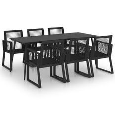 Ensemble à dîner d'extérieur 7 pcs Rotin PVC Noir 6