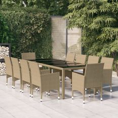 Ensemble à dîner de jardin 11 pcs Résine tressée Beige