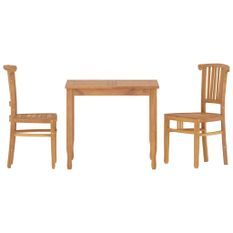 Ensemble à dîner de jardin 3 pcs Bois de teck massif