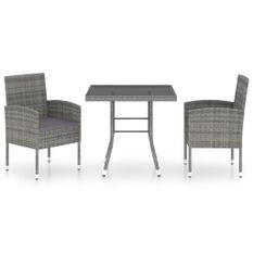 Ensemble à dîner de jardin 3 pcs Résine tressée Anthracite