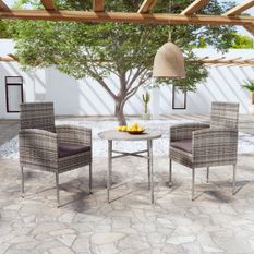 Ensemble à dîner de jardin 3 pcs Résine tressée Anthracite