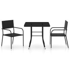 Ensemble à dîner de jardin 3 pcs Résine tressée Noir 3