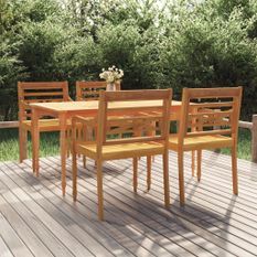 Ensemble à dîner de jardin 5 pcs Bois de teck massif