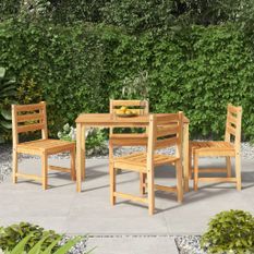 Ensemble à dîner de jardin 5 pcs Bois de teck massif