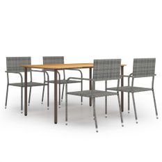 Ensemble à dîner de jardin 5 pcs Résine tressée Anthracite 2