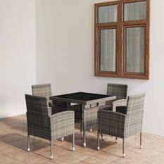 Ensemble à dîner de jardin 5 pcs Résine tressée Anthracite