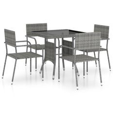 Ensemble à dîner de jardin 5 pcs Résine tressée Gris