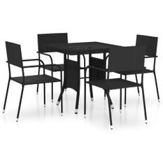 Ensemble à dîner de jardin 5 pcs Résine tressée Noir 2