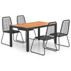 Ensemble à dîner de jardin 5 pcs Rotin PVC Noir et marron