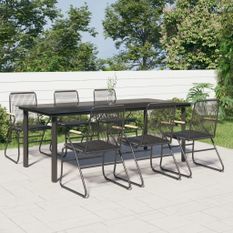 Ensemble à dîner de jardin 7 pcs Noir Rotin PVC