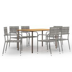 Ensemble à dîner de jardin 7 pcs Résine tressée Anthracite 2