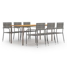 Ensemble à dîner de jardin 7 pcs Résine tressée Anthracite 3