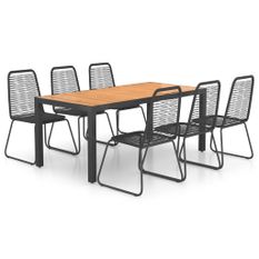 Ensemble à dîner de jardin 7 pcs Rotin PVC Noir et marron 2
