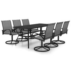 Ensemble à dîner de jardin 7 pcs Textilène et acier 2