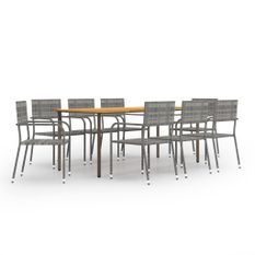 Ensemble à dîner de jardin 9 pcs Résine tressée Anthracite