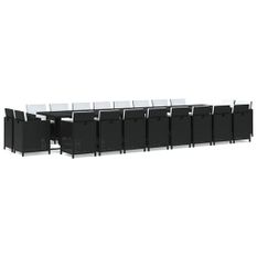 Ensemble à dîner de jardin coussins 21 pcs Noir Résine tressée 2