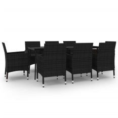 Ensemble à dîner de jardin coussins 9 pcs Résine tressée Verre 7