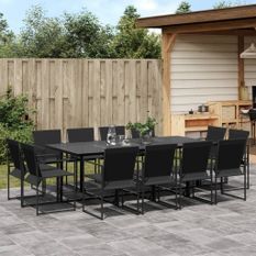 Ensemble à manger de jardin 13 pcs noir textilène