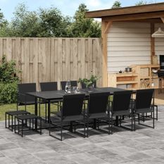 Ensemble à manger de jardin 13 pcs noir textilène