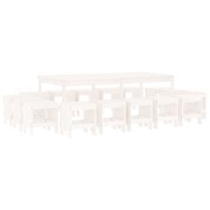 Ensemble à manger de jardin 17 pcs blanc bois massif de pin