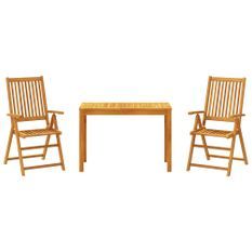 Ensemble à manger de jardin 3 pcs Bois d'acacia solide