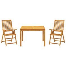 Ensemble à manger de jardin 3 pcs Bois d'acacia solide