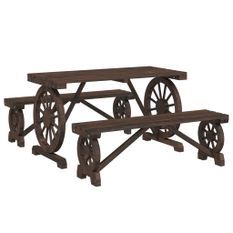 Ensemble à manger de jardin 3 pcs bois de sapin massif